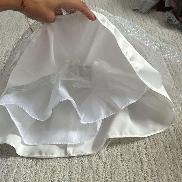 NWOT 12-18 months formal baptism wedding tulle metallic bow baby girl dress - Picture 4 of 7